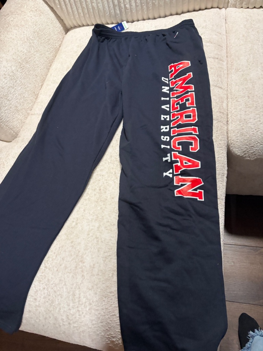 American University Navy Sweatpants with Red Logo